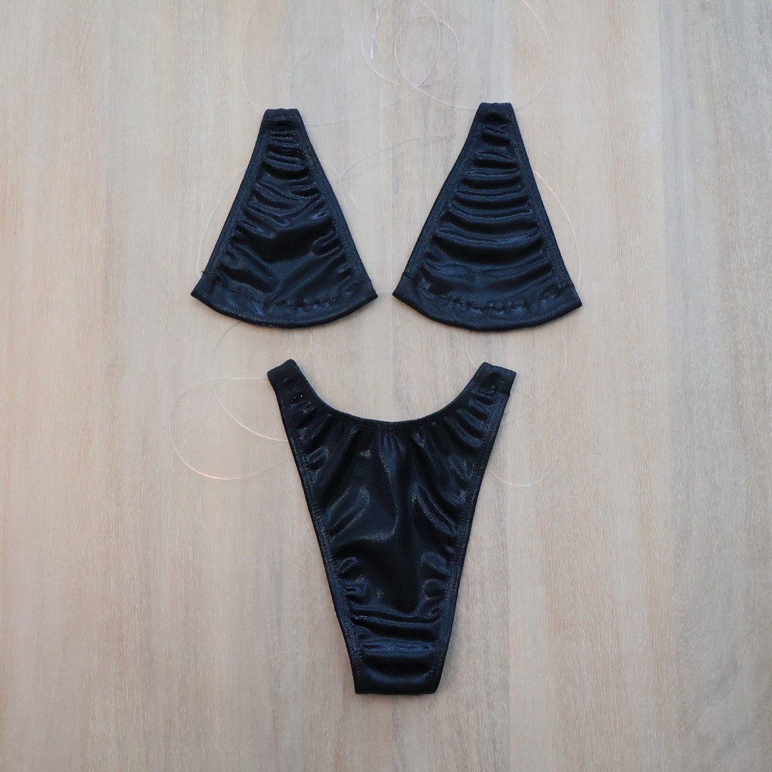Exotic Micro Bikini in Black Dance Wear Set Stripper Outfits - Etsy