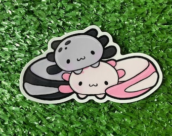 Love Cuddling Axolotl Vinyl-Aufkleber