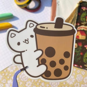 Boba Cat Vinyl Sticker