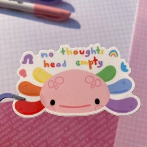 Geen gedachten hoofd lege grappige Axolotl-sticker