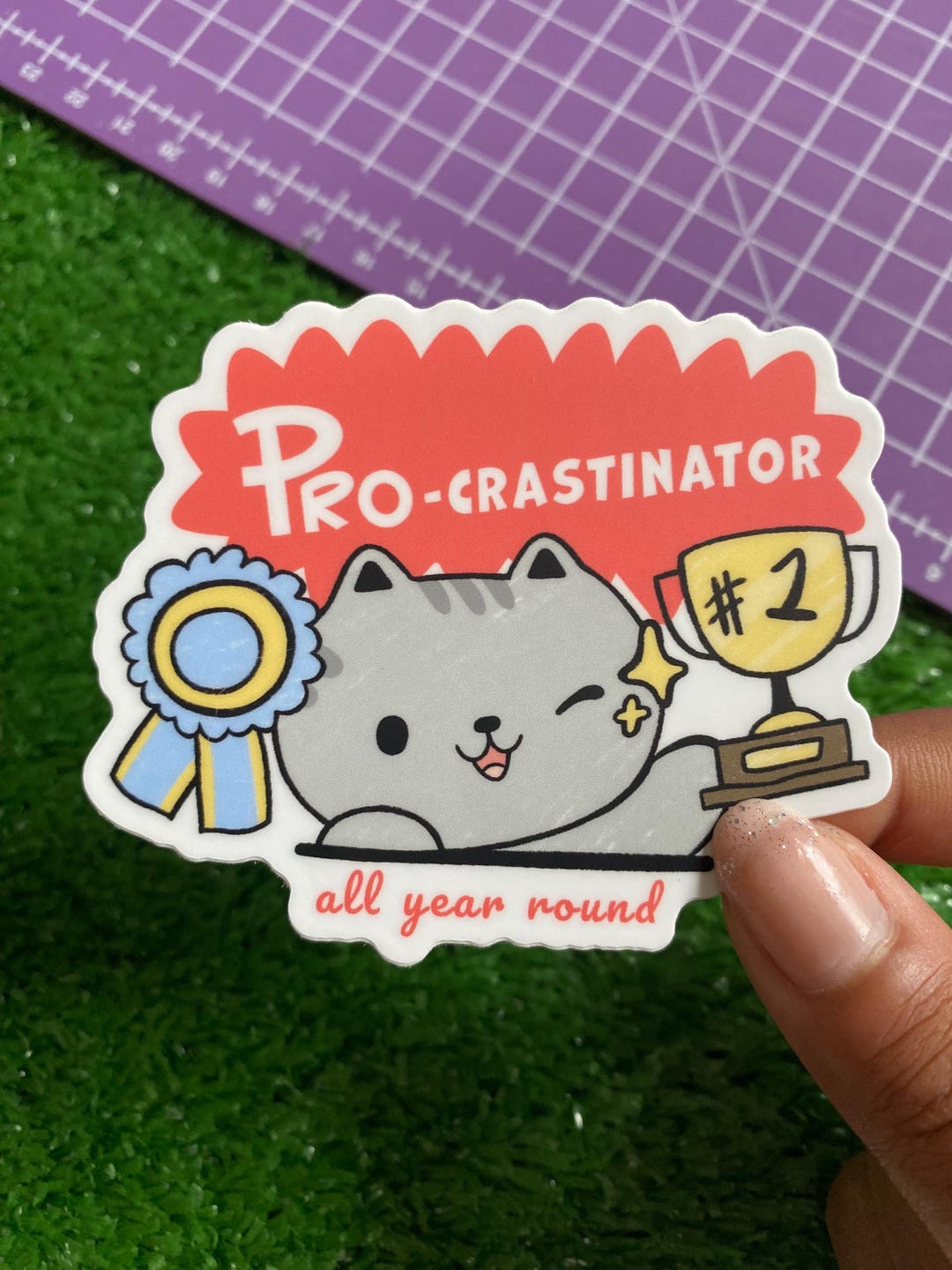 Procrastination Cat Vinyl Sticker - Etsy