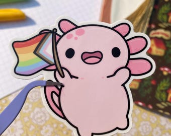 Pegatina de vinilo de ajolote del orgullo LGBTQIA+