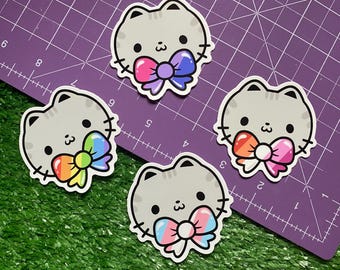 Cat Bow Pride Stickers Lesbian, Bi, Trans, Gay