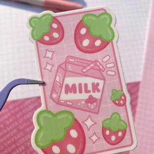 Strawberry Milk Vertical Vinyl Sticker