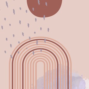 Honey In The Clouds, 18 by 24 print pink and purple, digital download, boho, geometric, arch print room decor kid, abstract art