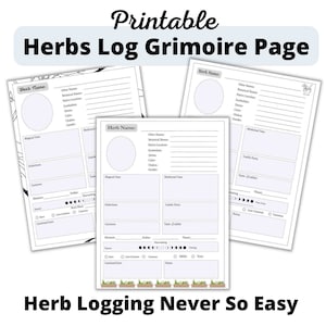Herbs Journal Page, Herb Template,Printable Herbs, Herbology Printable, Herbs Grimoire Pages, Herb Sheets, Witchcraft Basics, Materia Medica