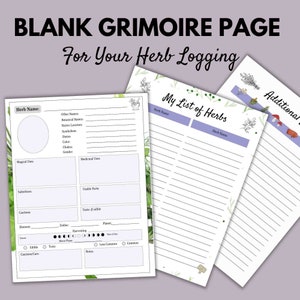 Herbs Journal Page, Herb Template,printable Herbs, Herbology Printable ...