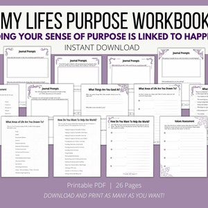 Find your life purpose, passion, career path, soul purpose, printable workbook, self development, life planner, purpose planning journal