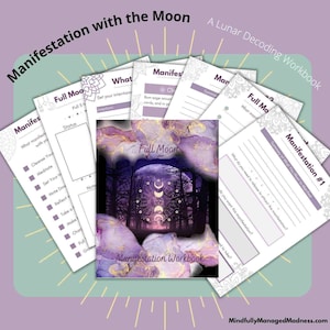 New & Full Moon Manifestation an Tarot Workbook, Horoscope, Chakra, Raise Your Vibration, Life Path, Manifestation | Lunar Cycles | New
