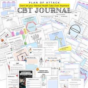 CBT Workbook & Journal Printable PDF | Anxiety | Mindfulness | Dream Journal | Self Care | Mental Health | Self Love | Worksheets