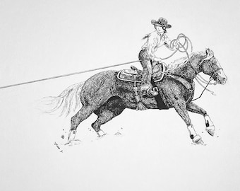 Roping Cowgirl PRINT 5x7