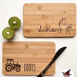 Personalized Breakfast Board | cutting board | with name and motif | made of bamboo | Gift idea | Children's birthday | Decoration