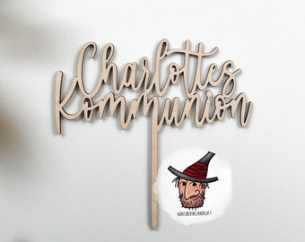 Personalisierter Caketopper | Kommunion | Konfirmation | Name | Holz | FSC