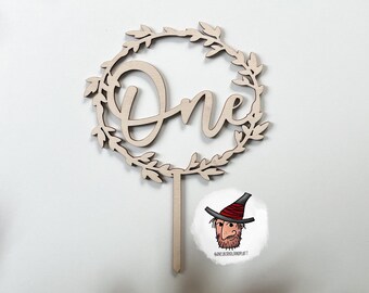 One | number | cake plug | Cake topper | Flower | Boho