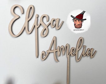 Personalized cake topper made of wood or acrylic | high-quality birch wood | sustainable & regional | name | double name | cake plug