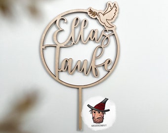 Personalized Cake Topper | Baptism | dove | Surname