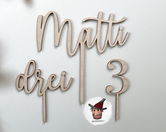 Cake topper | Wood | Name | Cake topper | personalized with the name | desired name | Cake topper | Children's birthday | Baptism | Communion