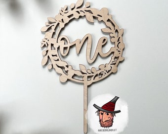 Cake topper | cake plug | one two three four five | one two three four five | Customizable | Boho | birthday decoration