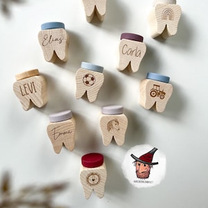 Personalisierte Zahndose | Zahndöschen | Milchzahndose | aus Holz mit Name und Motiv | Geschenkidee | Kind | bunt | Geschenk | zahnfee