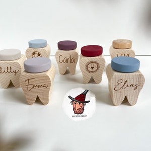 Personalisierte Zahndose Zahndöschen Milchzahndose aus Holz mit Name und Motiv Geschenkidee Kind bunt Geschenk zahnfee Bild 2