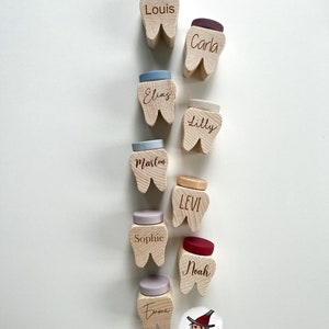 Personalisierte Zahndose Zahndöschen Milchzahndose aus Holz mit Name und Motiv Geschenkidee Kind bunt Geschenk zahnfee Bild 4