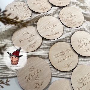 Meilensteinkartenset „Mein erstes Jahr“ | aus Holz | mit Gravur | Meilensteine | Geschenk zur Geburt | Schwangere | Babyparty