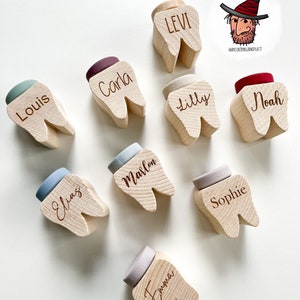 Personalisierte Zahndose Zahndöschen Milchzahndose aus Holz mit Name und Motiv Geschenkidee Kind bunt Geschenk zahnfee Bild 3