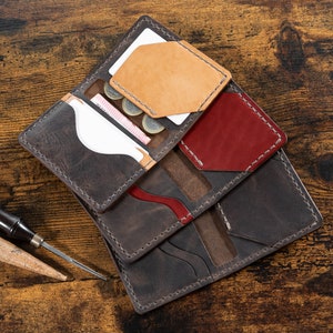 Personalizable - Tarjetero Premium de Piel de Búfalo para tarjetas, billetes y monedas. Cartera de cuero para hombre