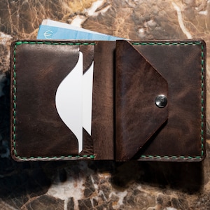 Personalizable - Tarjetero Premium de Piel de Búfalo para tarjetas, billetes y monedas. Cartera de cuero para hombre