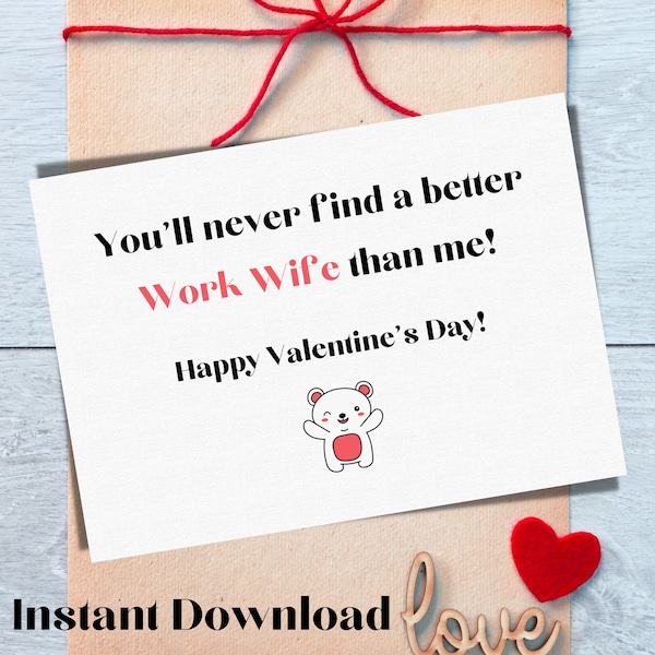Valentine's day| Work Wife| Coworker| Friend| Landscape Card| Digital Download