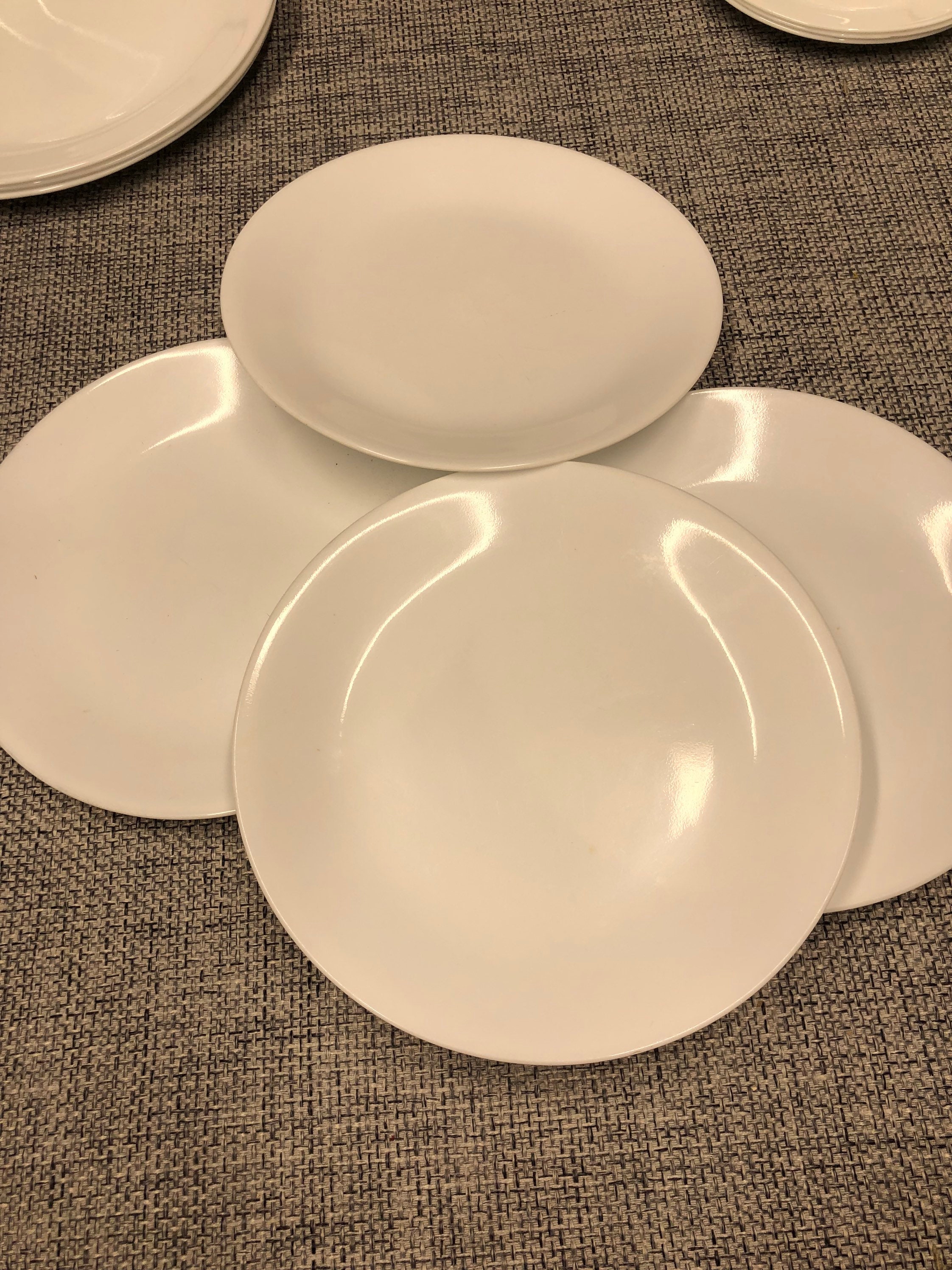 Corelle Just White Dinner, Luncheon, Desert Plates, Saucers, Mugs