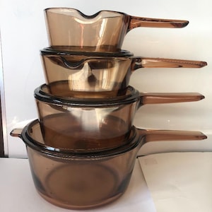 Vision Amber Cookware from 0.5L 1L 1.5L 2.5L 5L pot Fry pans, Saucers, Skillet, 7pcs 0.7L-2.5L L