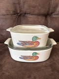 Corningware Ducks + garden Harvest dishes various sizes
