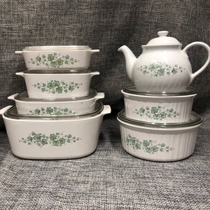 Corningware Callaway Iris / green Iris bakeware square 1L, 1.5L 2L 5L + round dishes F-1-B F-5-B