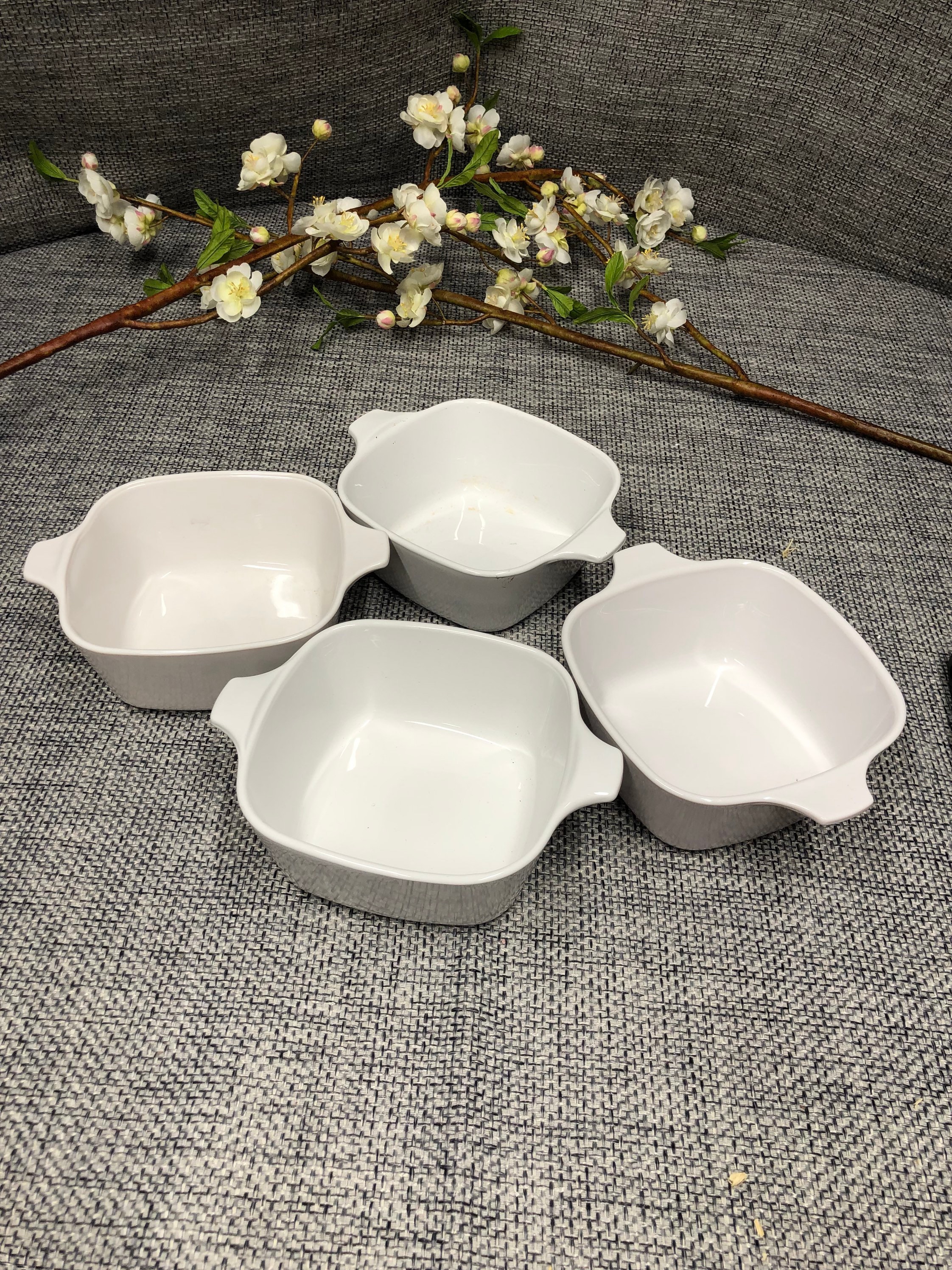 4 Pcs Corning Ware Just White P-43-B 700ML Petite/ Mini Bowls Made