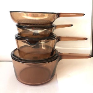 Vision Amber Cookware from 0.5L 1L 1.5L 2.5L 5L pot Fry pans, Saucers, Skillet, 7pcs 0.5L-1.5L fry L