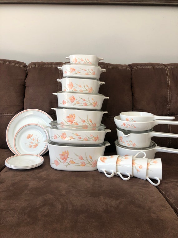 Corning Ware Peach Floral Dishes Various Sizes - Etsy