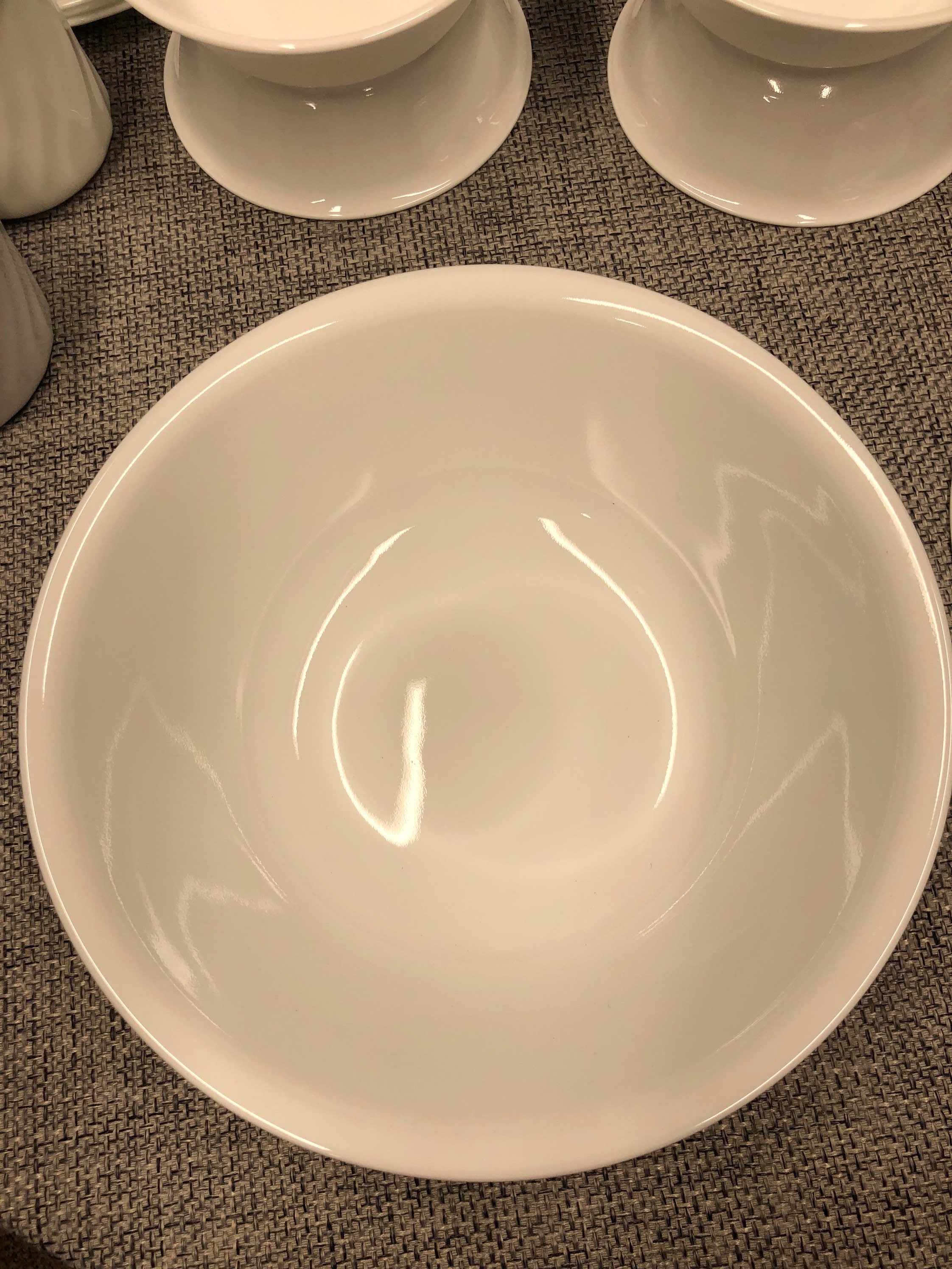 Corelle Just White Dinner, Luncheon, Desert Plates, Saucers, Mugs
