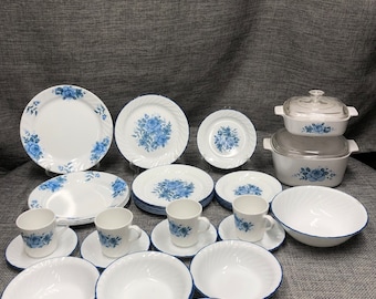 Corelle Blue Velvet Dinnerware Set: Plates, Bowls, Mugs