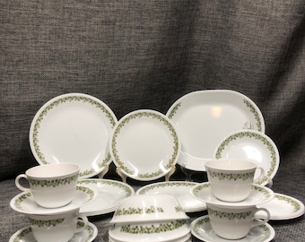 Corelle Crazy Daisy Spring Blossom dinner, luncheon, desert plates, saucer, mugs, platter, sugar bowl, creamer