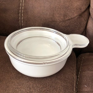 Corning ware White Grab it bowls p-150-b Original Version made in USA 1 bowl + 1 glass lid