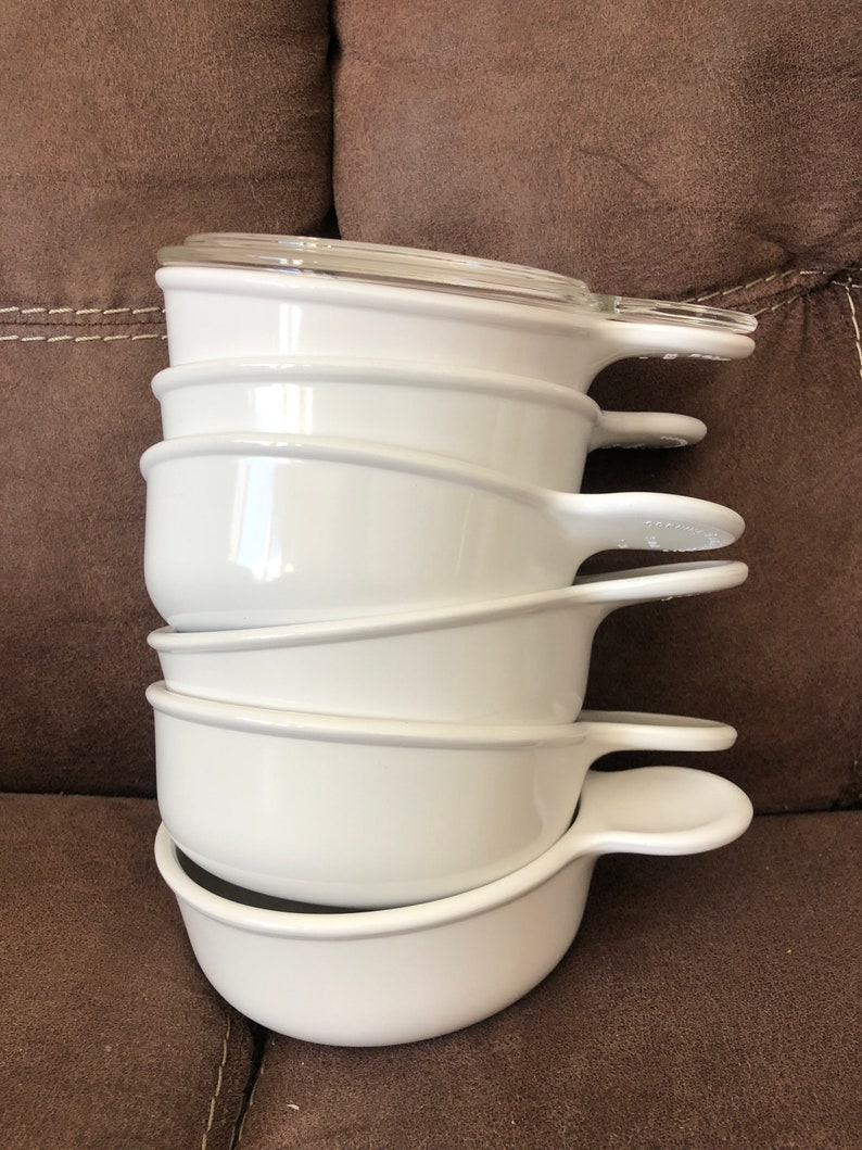 Corning ware White Grab it bowls p-150-b Original Version made in USA 6 bowls +1 glass lid