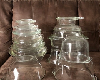 Pyrex Clear glass 018, 019, 022, 023, 024, 026 603-B bean dishes 343, 344 , oval etc