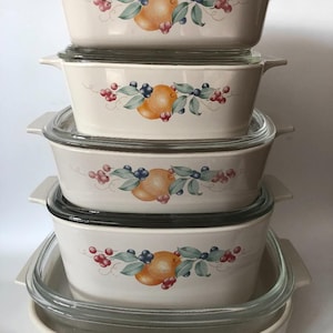 Corningware Abundance pattern Casserole Baking Dishes