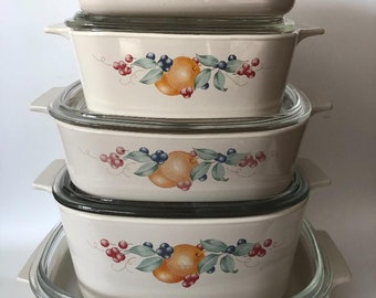 Corningware Abundance pattern Casserole Baking Dishes