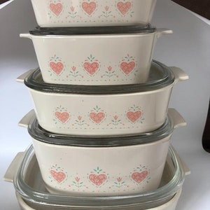 Corningware Forever Yours pattern Casserole Baking Dishes 1 QT to 5QT