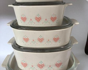 Corningware Forever Yours pattern Casserole Baking Dishes 1 QT to 5QT