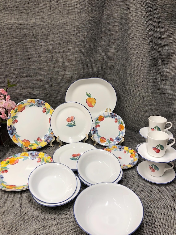 Corelle Fruit Basket Dinnerware Set: 32-piece Vintage Kitchen - Etsy