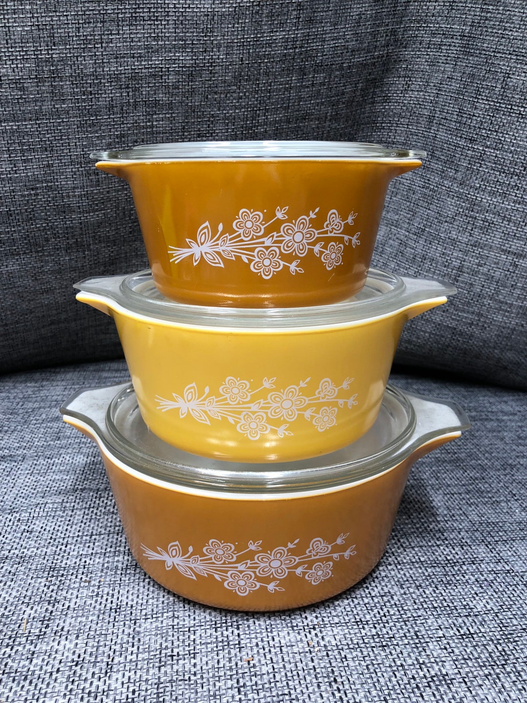 Pyrex Golden Butterfly 473 474 475 Casserole Dish W/ Matching Glass ...