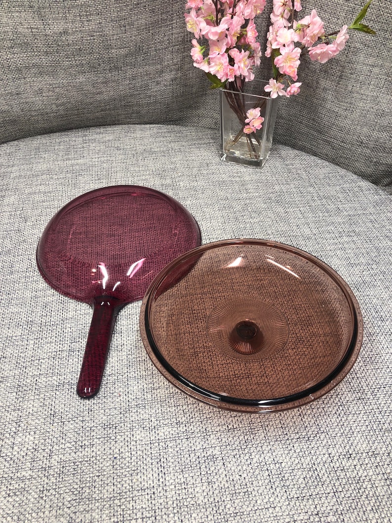 Vision Cranberry 11 diameter Skillet with matching Pyrex glass lid zdjęcie 4